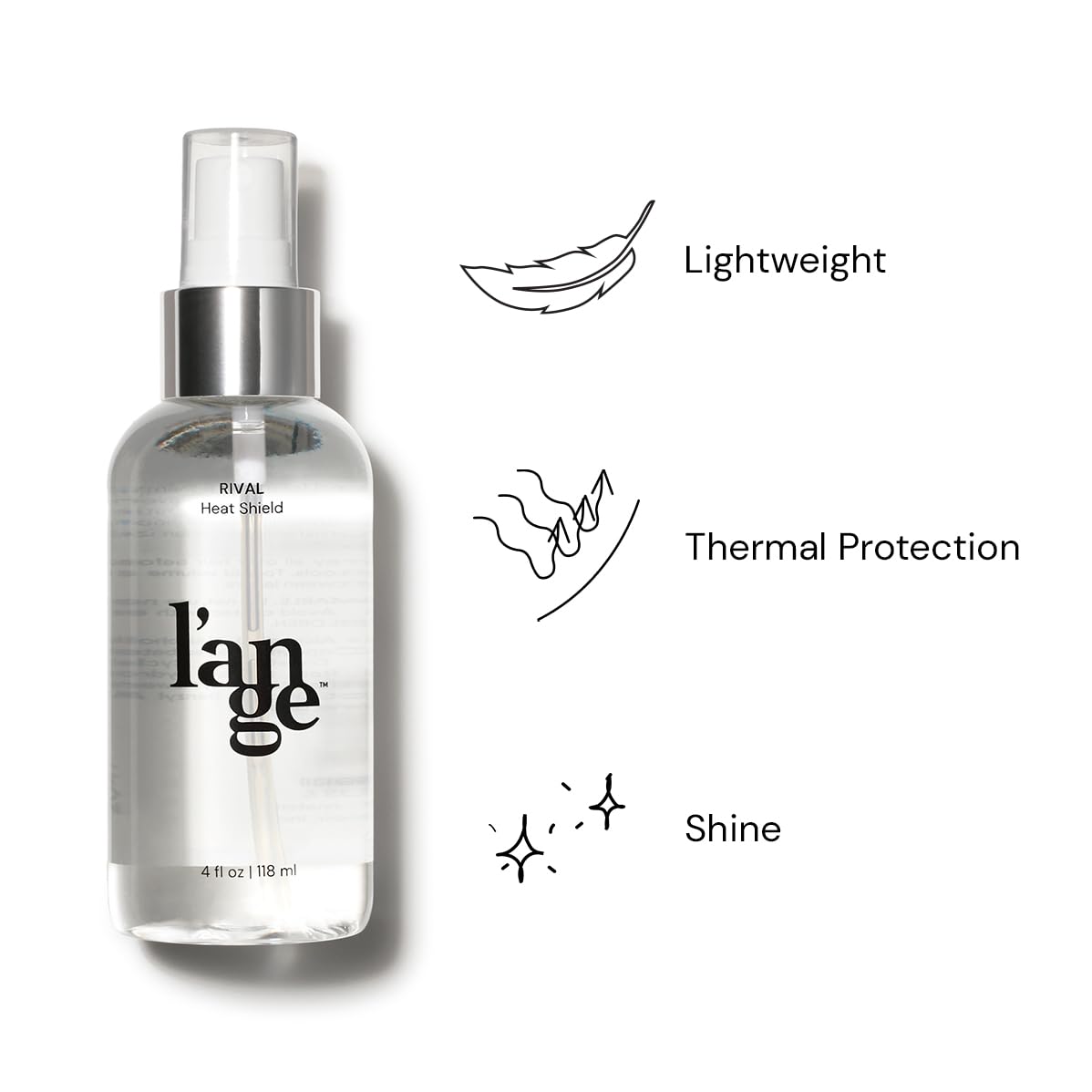 L'ANGE HAIR ingredient label close-up highlighting keratin and oils benefits