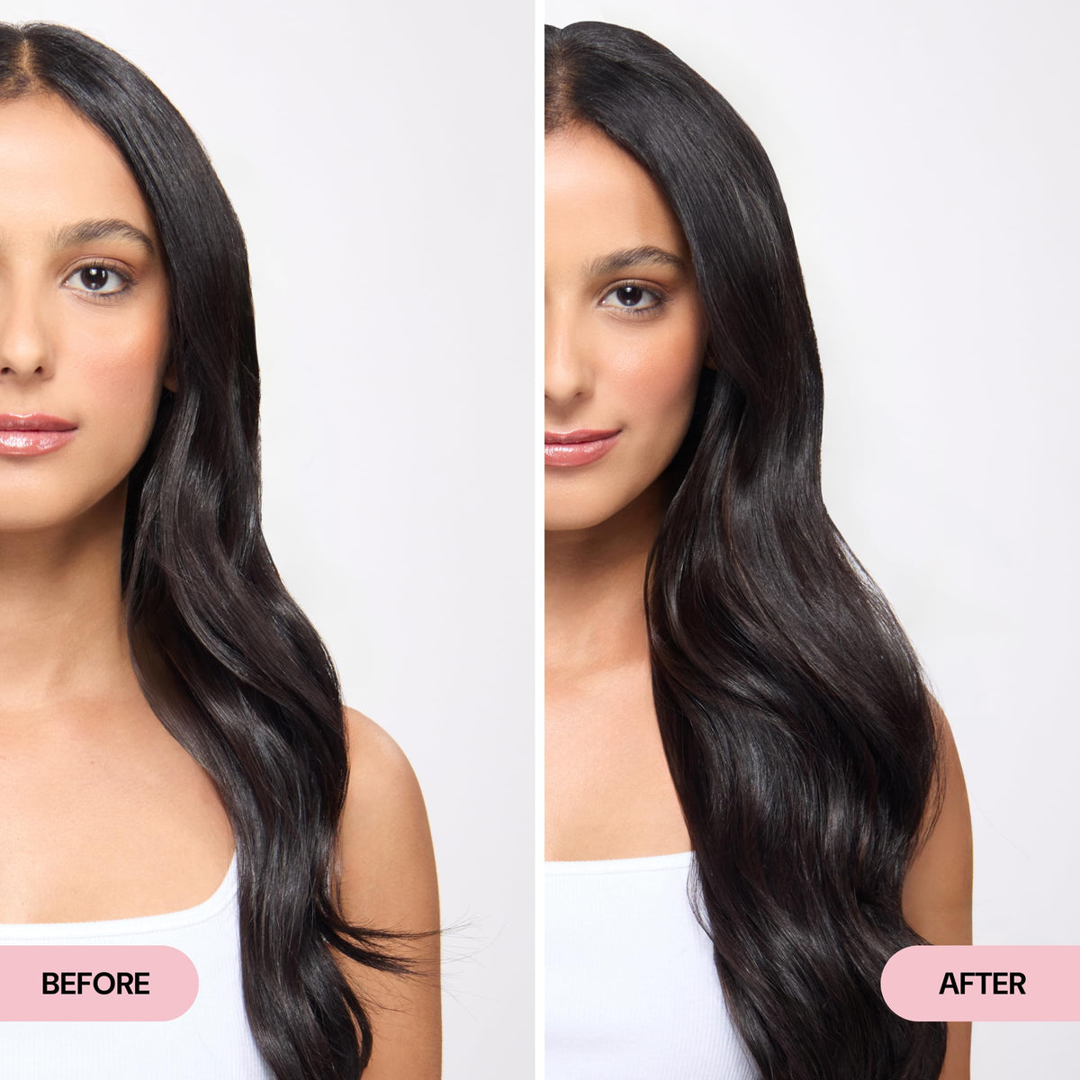 L'ANGE HAIR before and after lift comparison showing visible volume boost