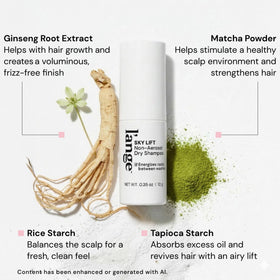 L'ANGE HAIR powder texture swatch showing absorbent rice and tapioca starches
