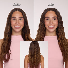 L'ANGE HAIR sprayed on damp hair demonstrating how it enhances natural wave