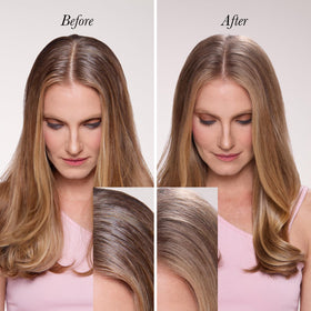 L'ANGE HAIR texture demonstration at roots, shows instant volume and grip benefit