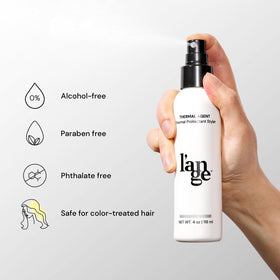 L'ANGE HAIR label detail highlighting ingredients and professional-grade benefit