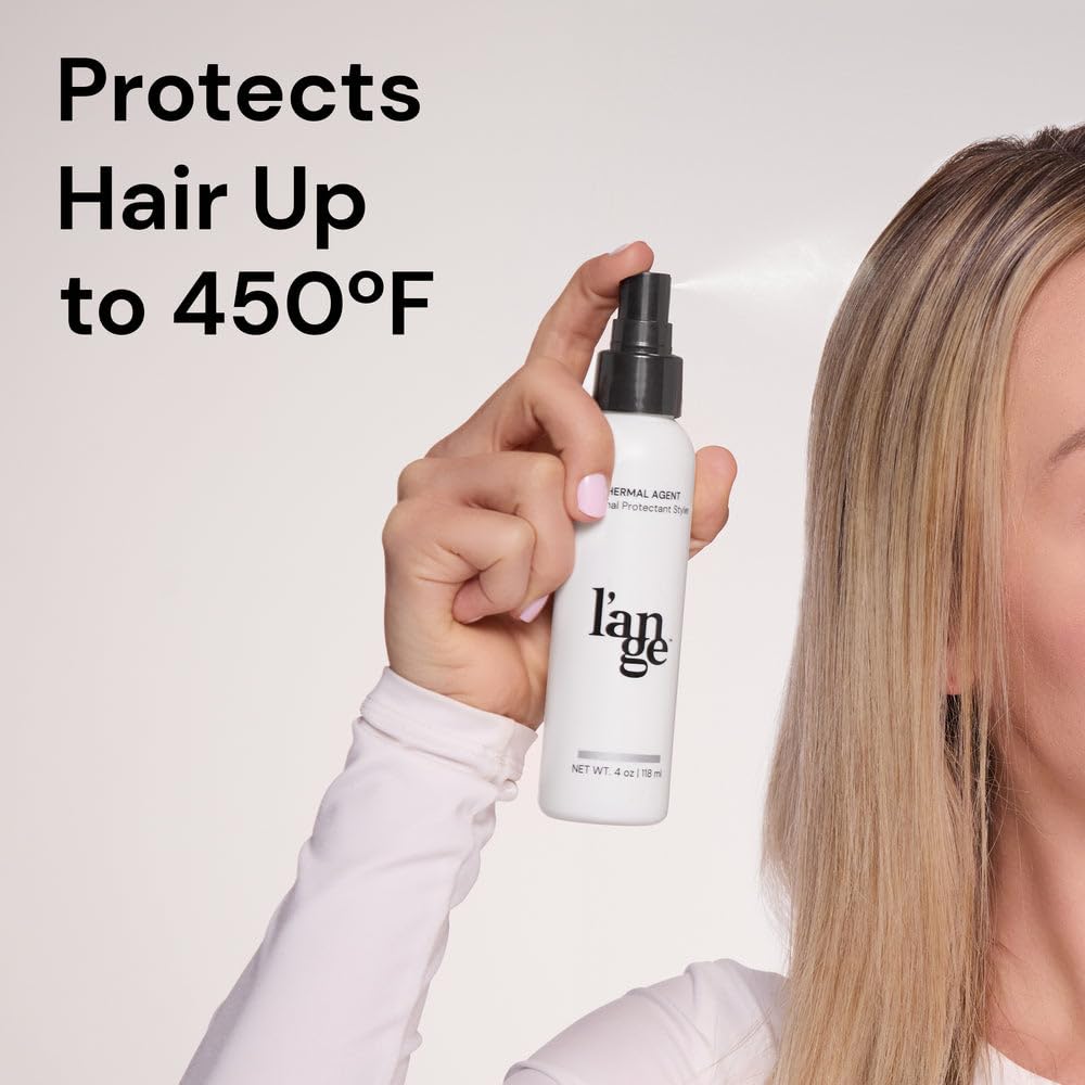 L'ANGE HAIR bottle beside common items showing 4 fl oz travel-friendly benefit