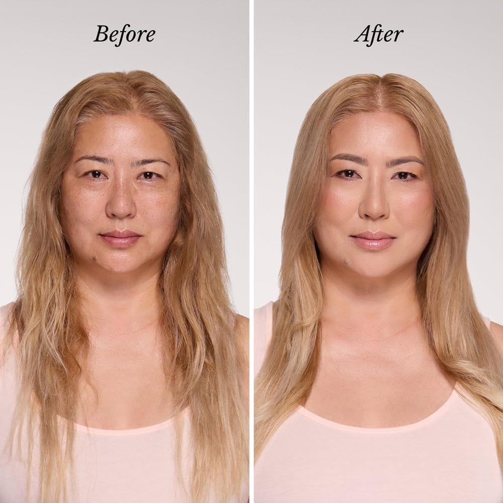 L'ANGE HAIR model with glossy styled hair showing smooth, frizz-free benefit