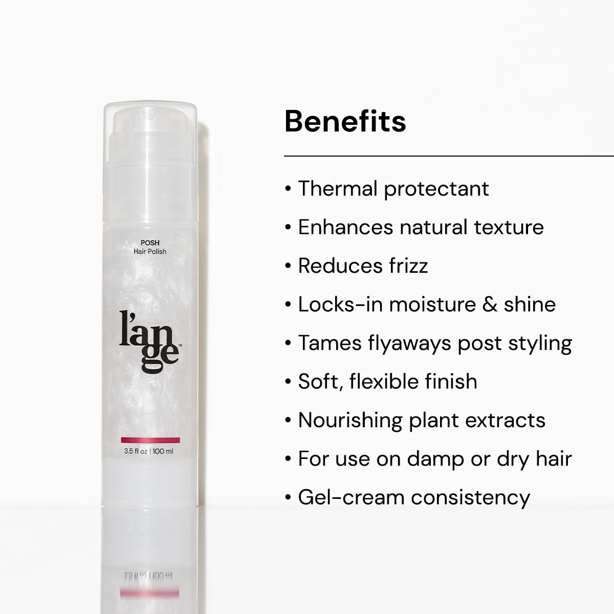 L'ANGE HAIR texture close-up drop highlighting lightweight, non-greasy formula