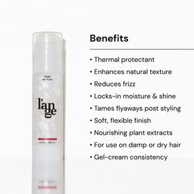L'ANGE HAIR texture close-up drop highlighting lightweight, non-greasy formula