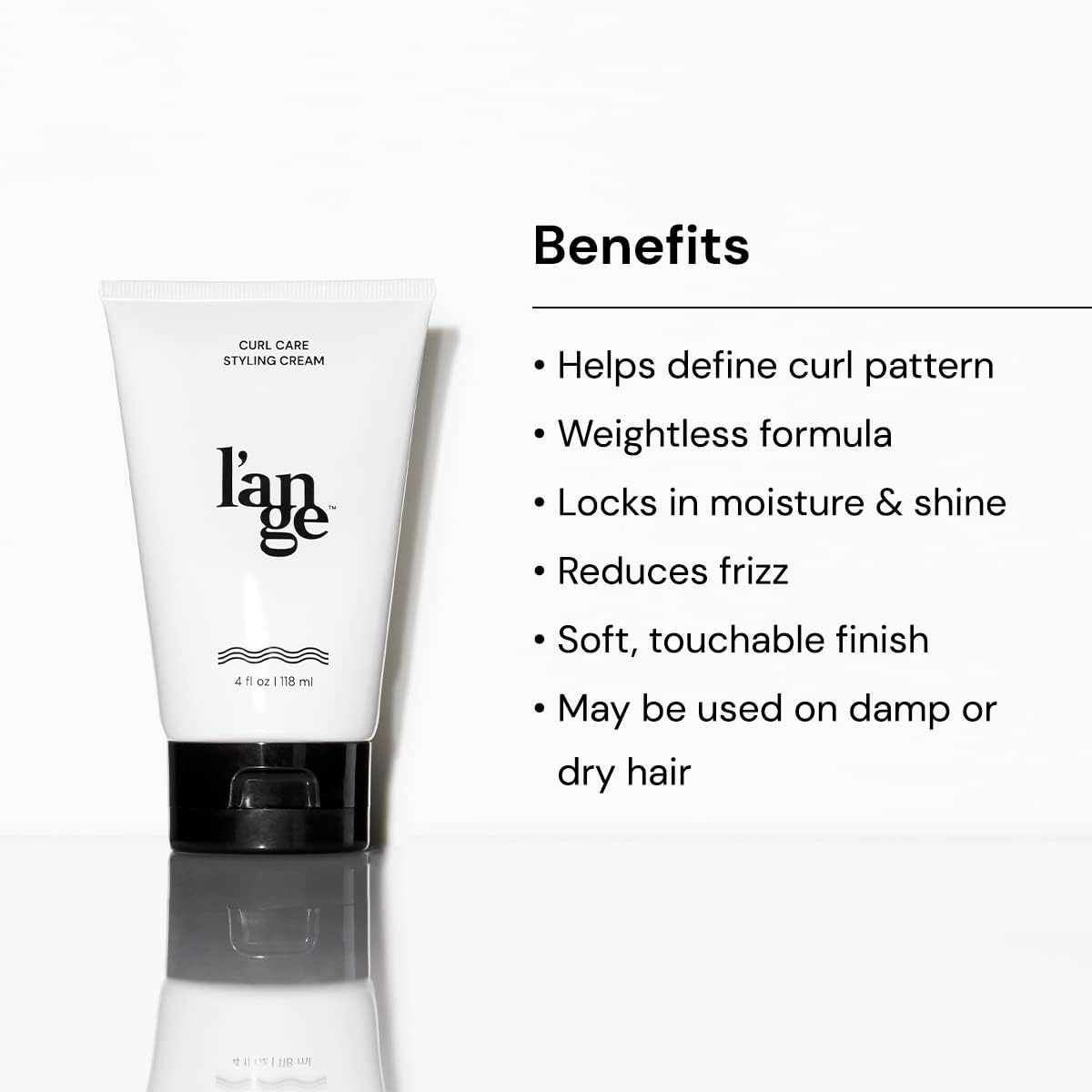 L'ANGE HAIR on curly hair in use defines curls and reduces frizz