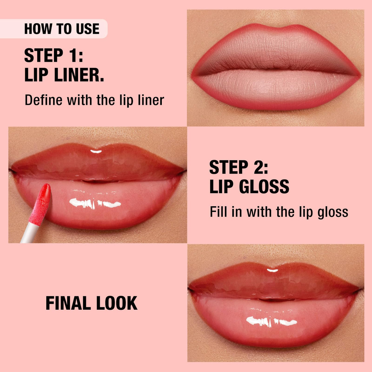 LANGMANNI lips wearing liner plus oil showing hydrated polished result