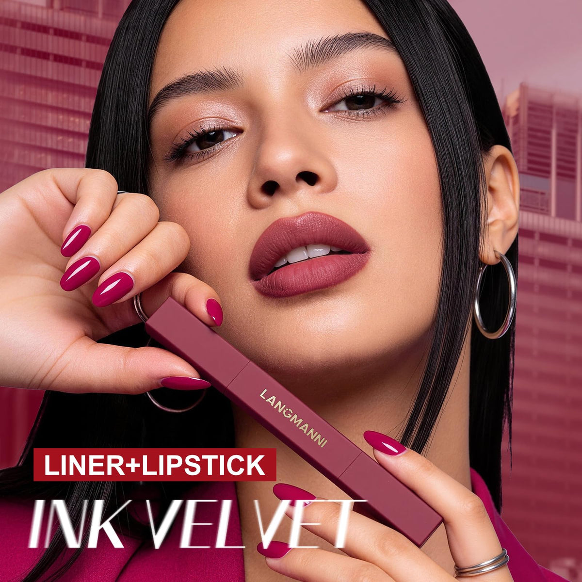 LANGMANNI dual-ended pencil detail illustrating matched lipstick and liner convenience