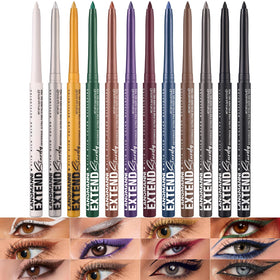 LANGMANNI front display of 12 colorful eyeliner pencils showing variety and convenience