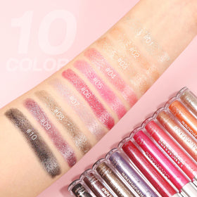 LANGMANNI texture swatches on skin showing shimmer and moisturizing finish