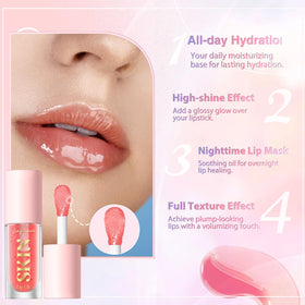 Applying LANGMANNI lip oil on lips for instant hydration and shine