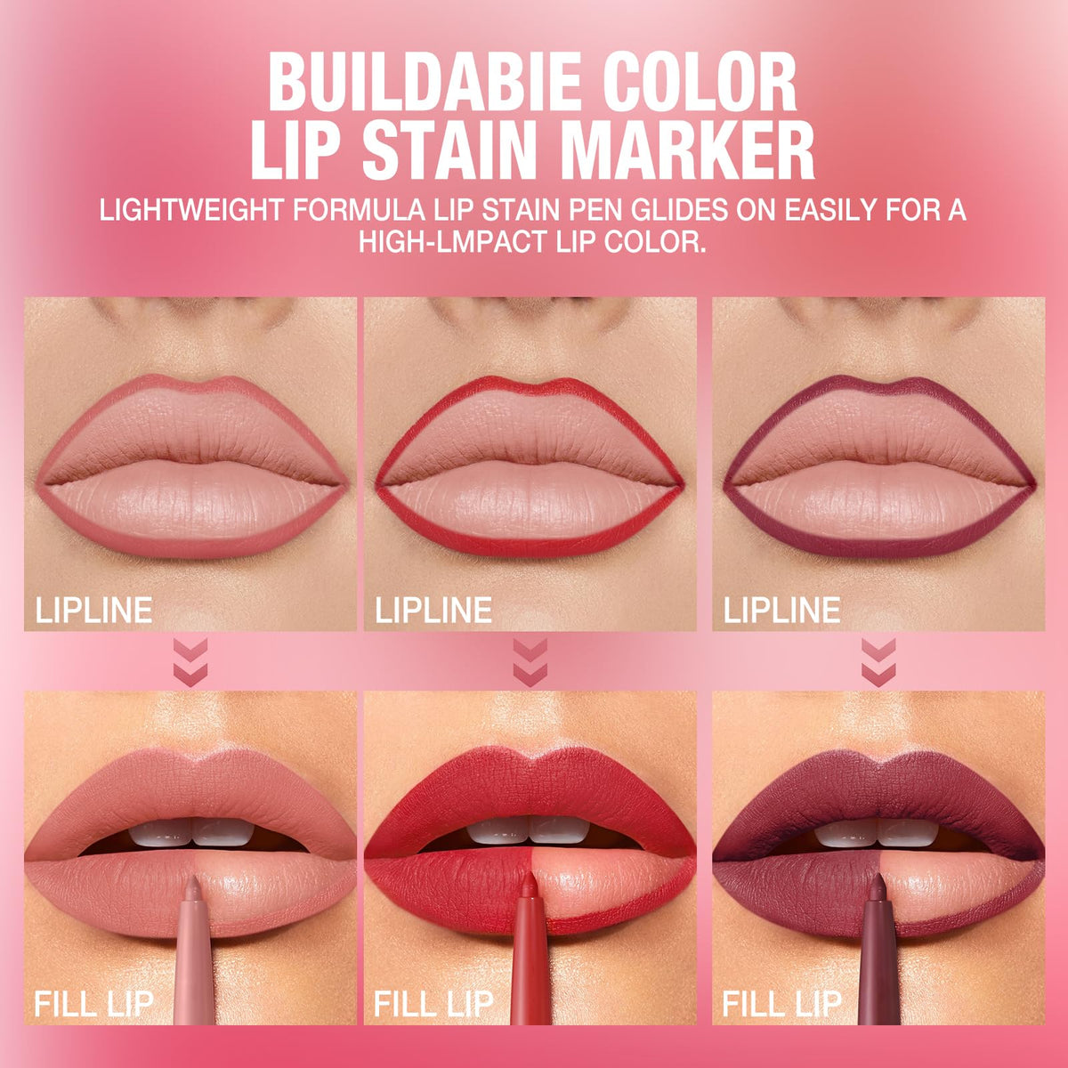 LANGMANNI liner in use outlining lips for defined long-wear look
