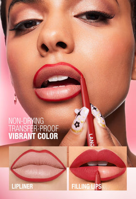 LANGMANNI model applying liner for precise lip definition and sculpting