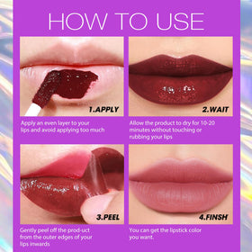 LANGMANNI lip stain before and after showing long-lasting finish
