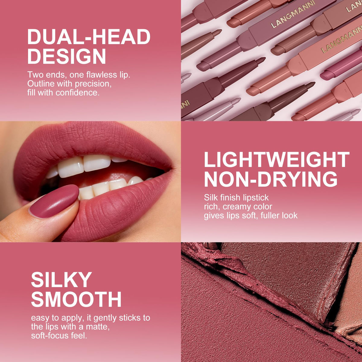 LANGMANNI lipliner tip precision showing fine point for sharp, feather-resistant edges