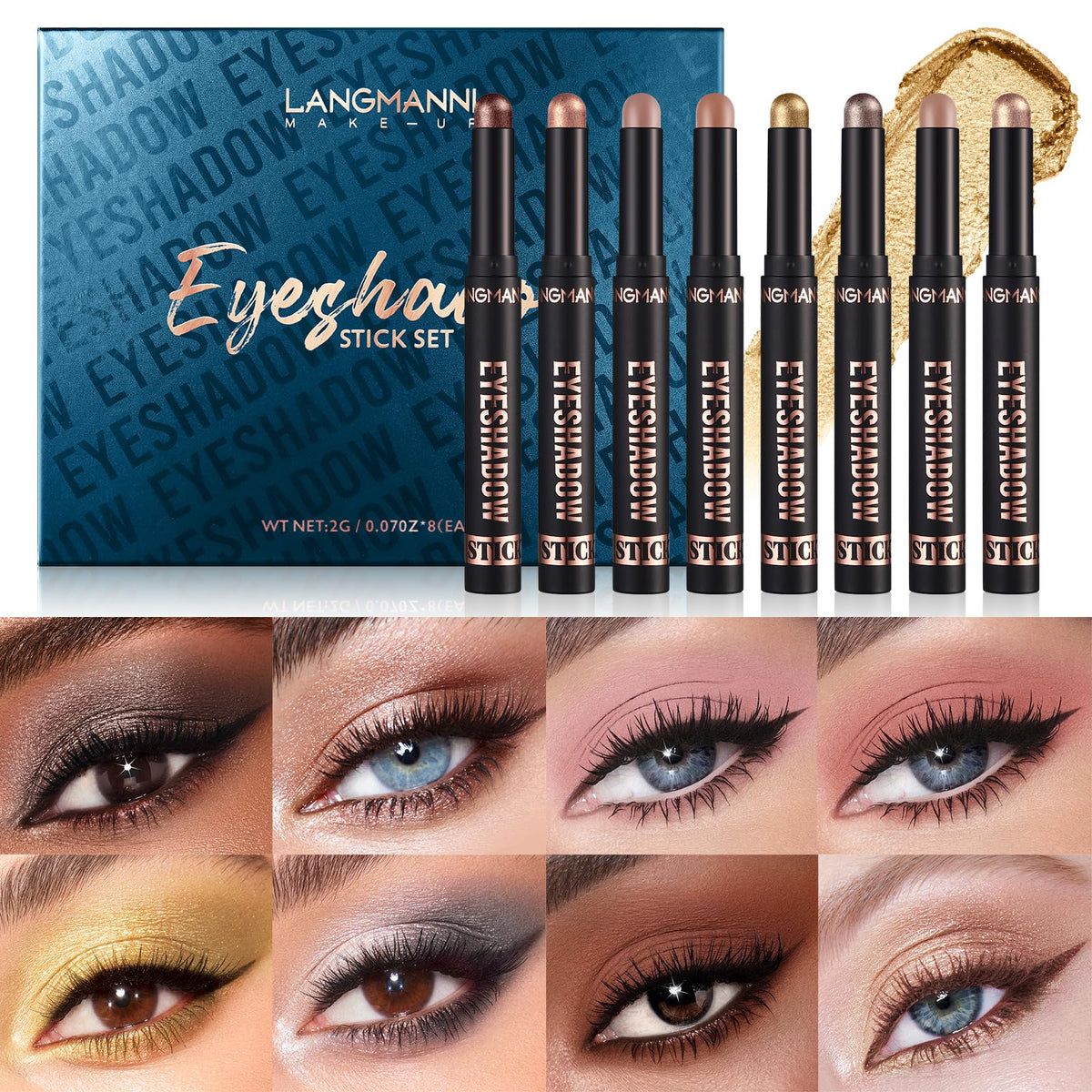 LANGMANNI lineup of open sticks displaying varied shades for versatile looks