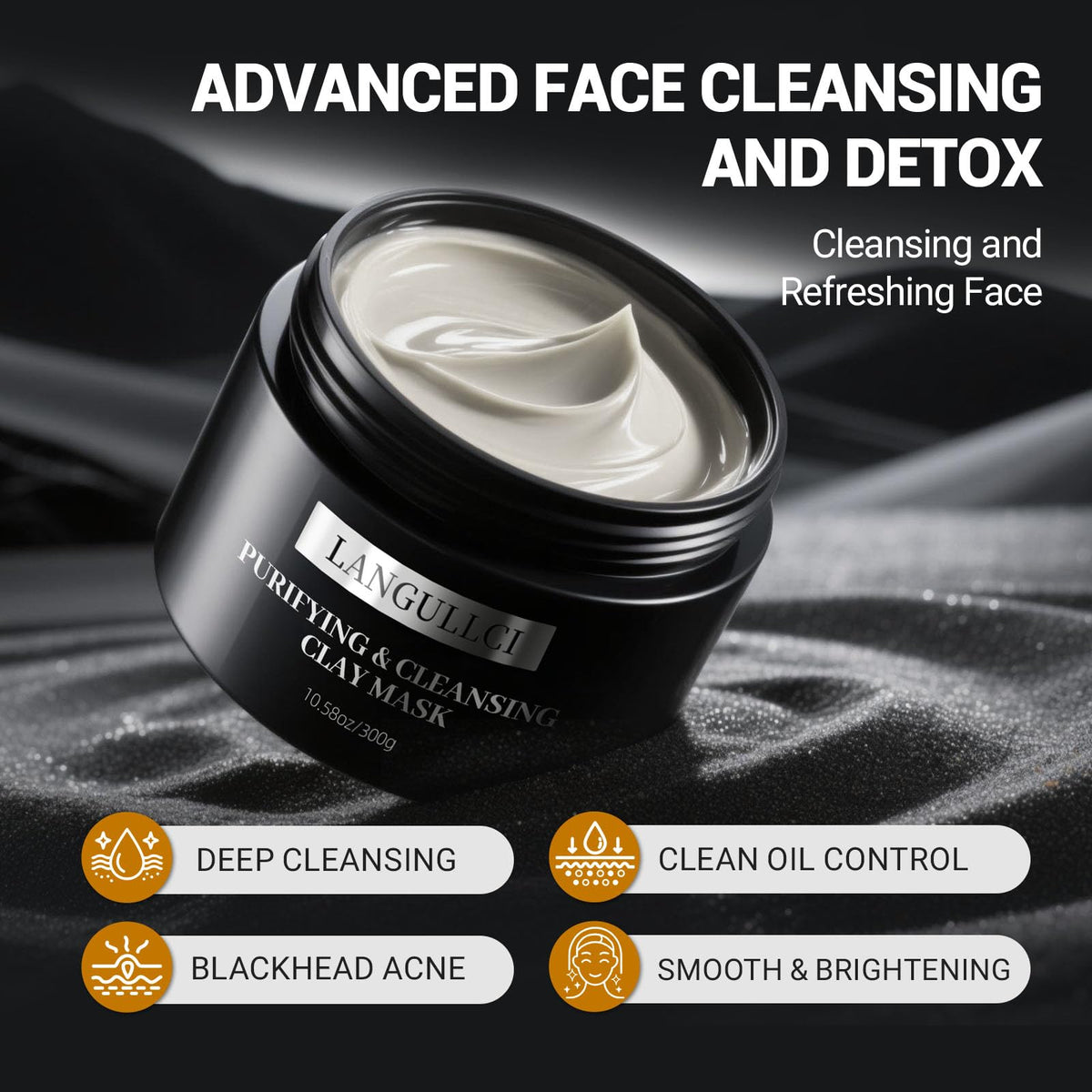 LANGULLCI face mask rinsing off with water showing clean, refreshed skin