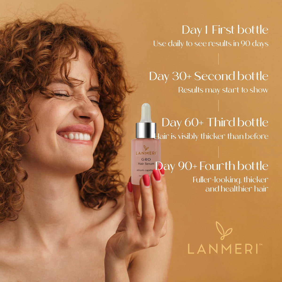 Lanmeri scale comparison setup illustrating fuller-looking hair after continued use