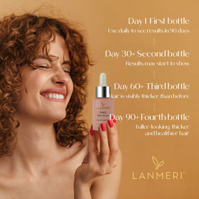 Lanmeri scale comparison setup illustrating fuller-looking hair after continued use