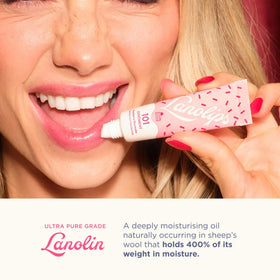 Lanolips 101 applied to lips demonstrating immediate smoothing and hydration
