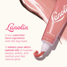 Lanolips application on lips demonstrating sheer nude tint and natural-looking hydration