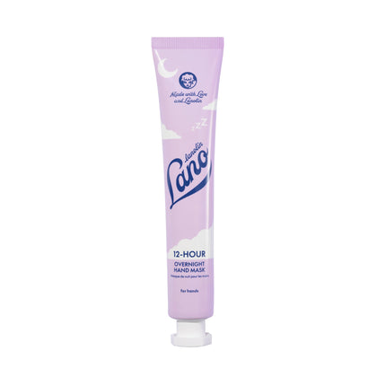 Lanolips hand mask front tub showing packaging and size benefit travel-friendly care