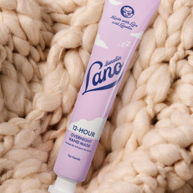 Lanolips hand mask applied at night demonstrating barrier repair while you sleep