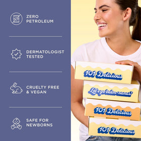 Lanolips ingredients label close shot highlighting clean petrolatum-free formula