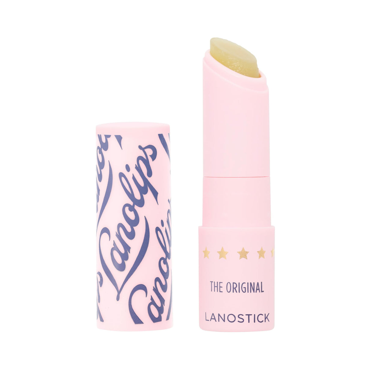 Lanolips Lanostick front view showing slim stick and label for quick identification