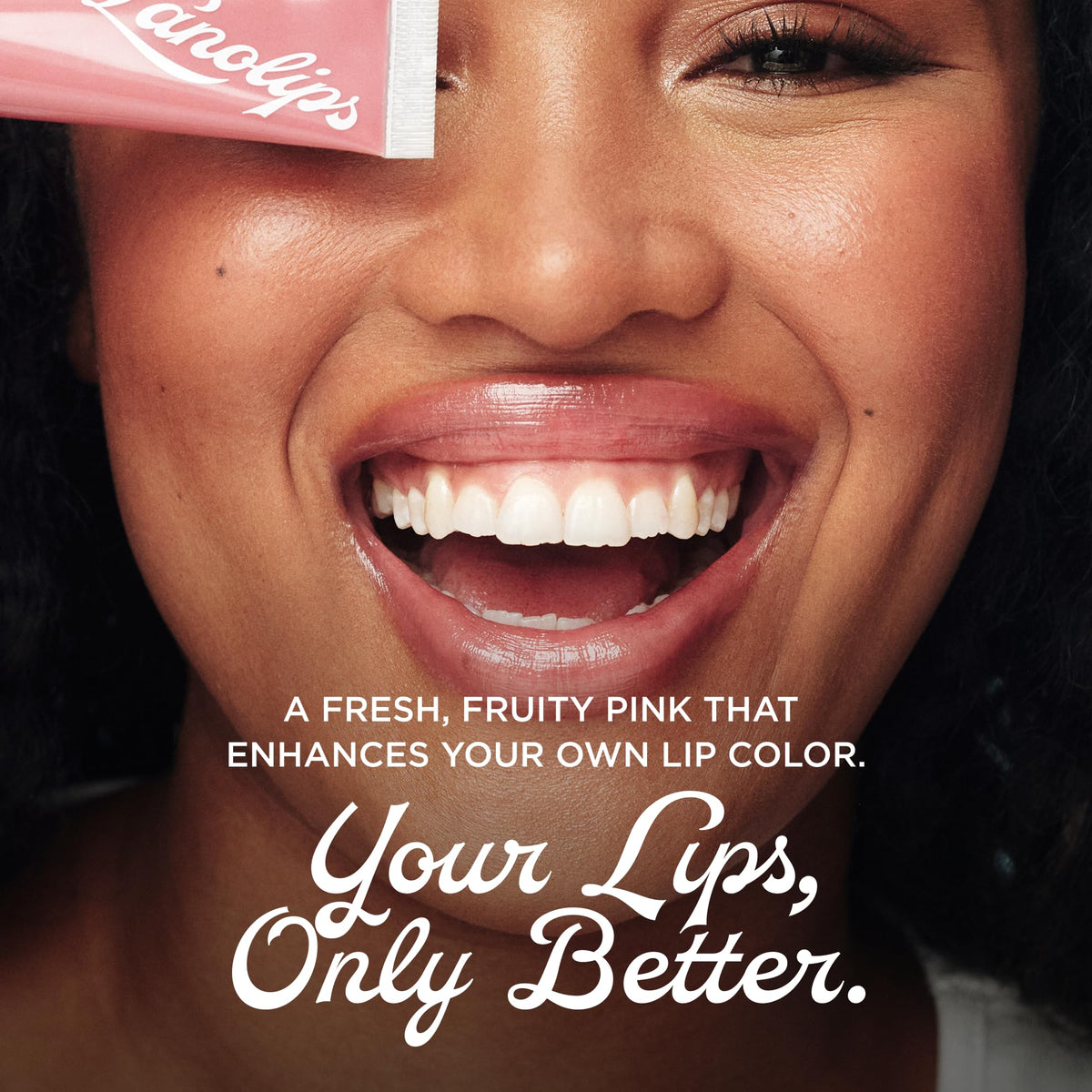 Lanolips Rhubarb ingredient shot highlighting lanolin, shea butter and vitamin E benefits