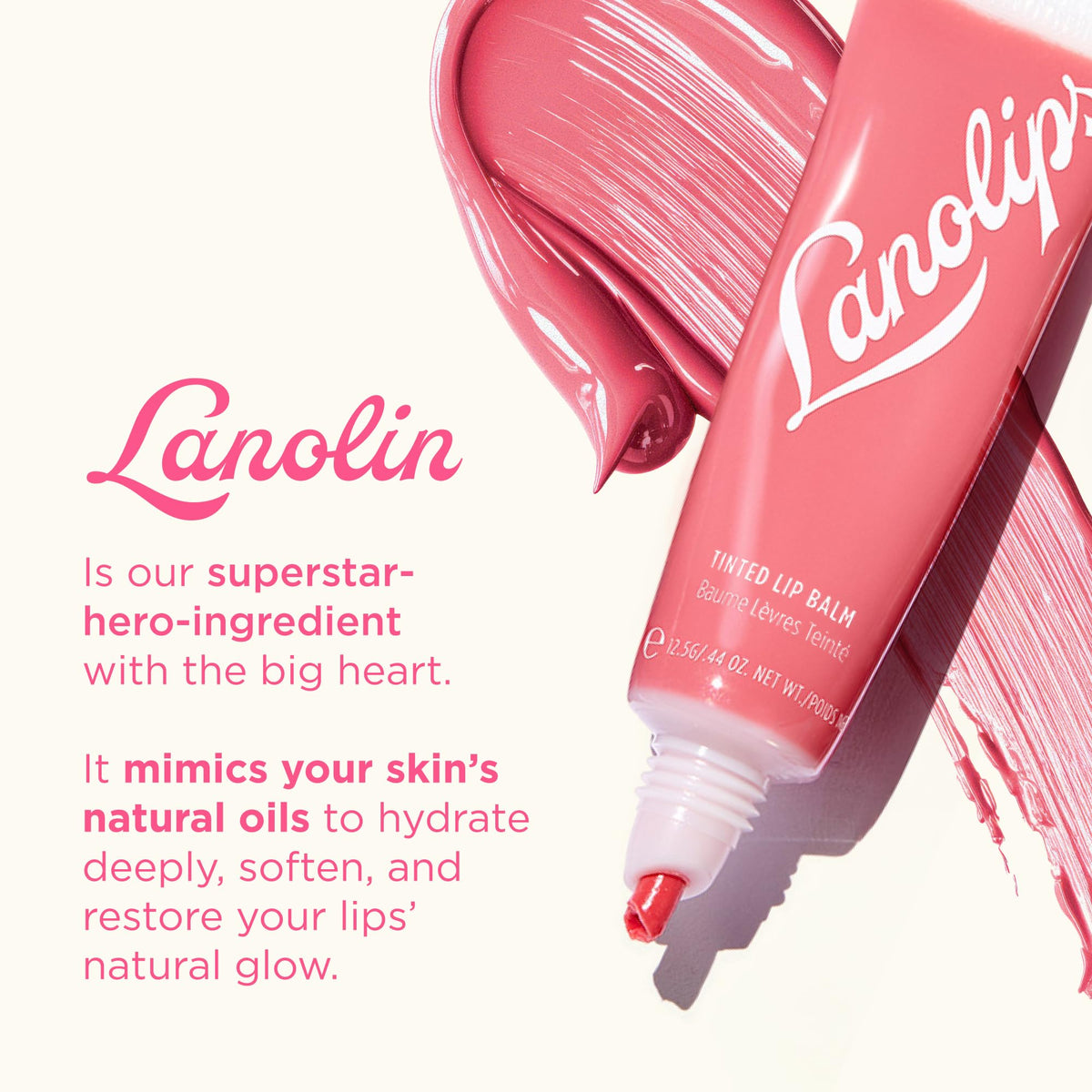 Lanolips Rhubarb in hands demonstrating portable balm and quick on-the-go use