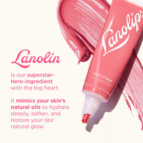 Lanolips Rhubarb in hands demonstrating portable balm and quick on-the-go use