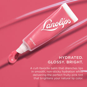 Lanolips Rhubarb open cap close-up revealing smooth creamy balm texture for softness