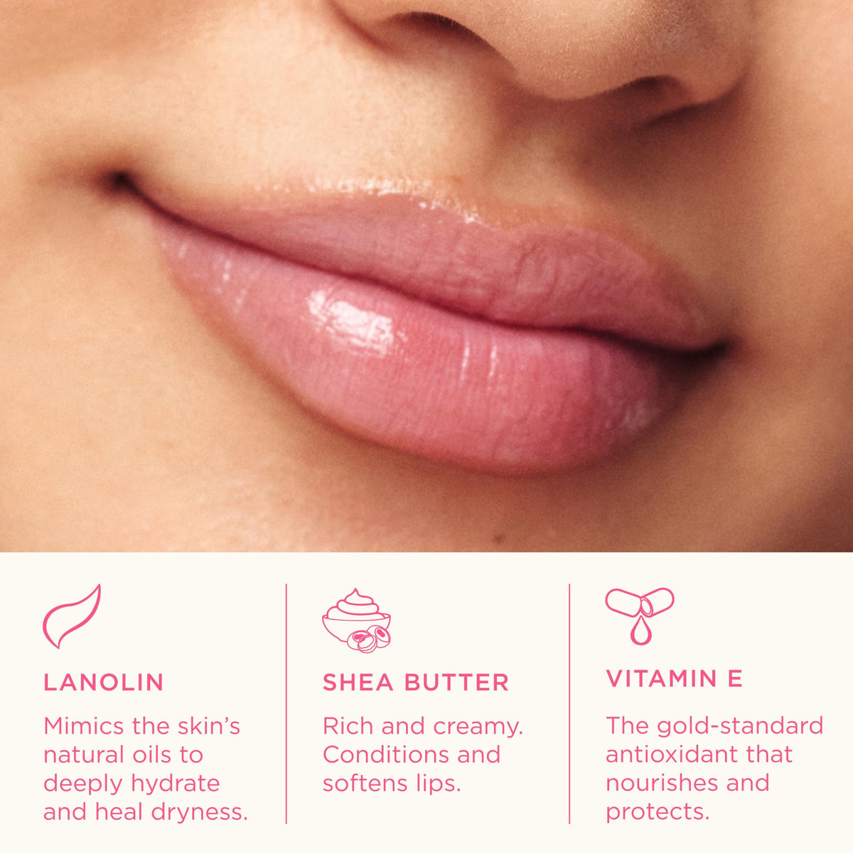 Lanolips Rhubarb swatch on skin showing sheer buildable tint for natural color