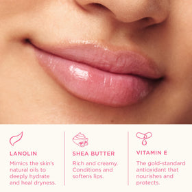 Lanolips Rhubarb swatch on skin showing sheer buildable tint for natural color