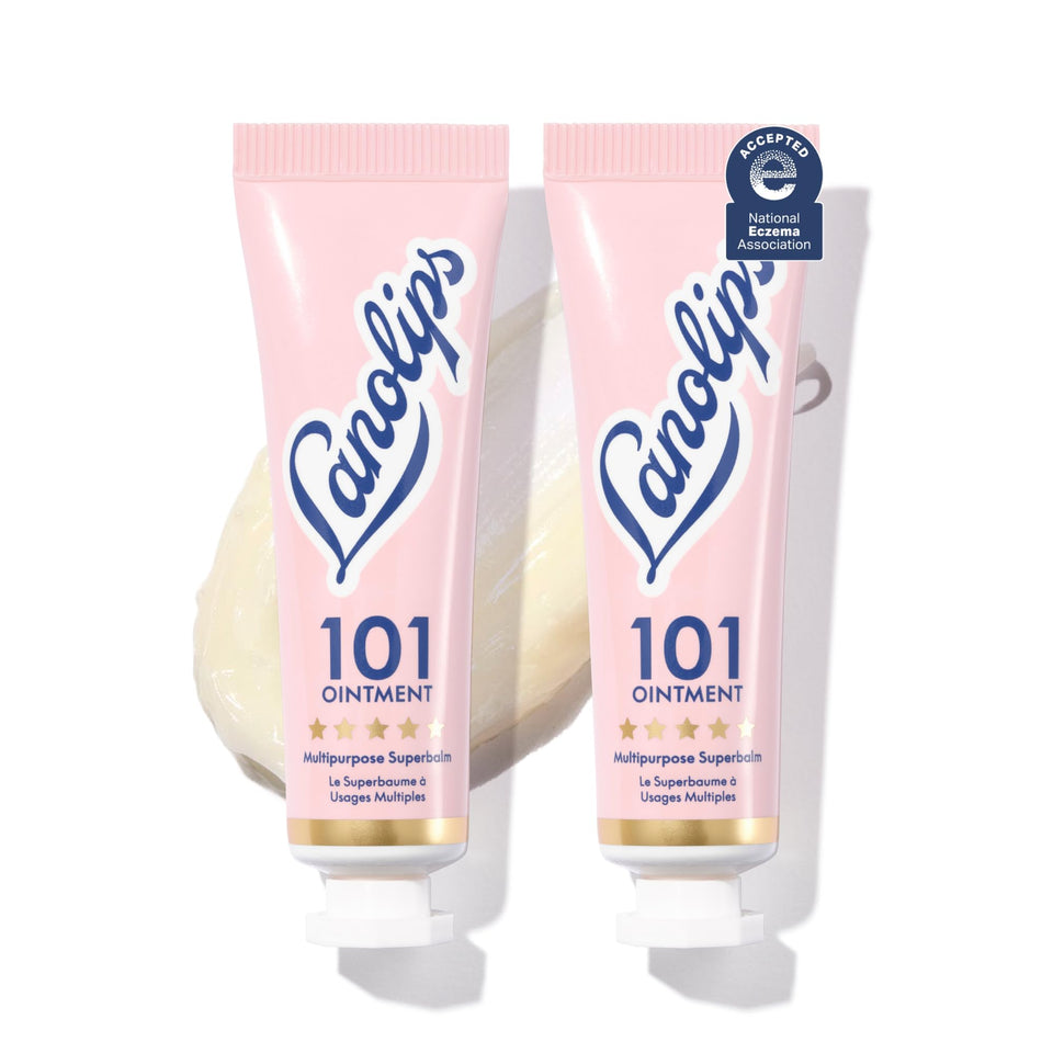 Lanolips tin front packaging showing brand and compact benefit