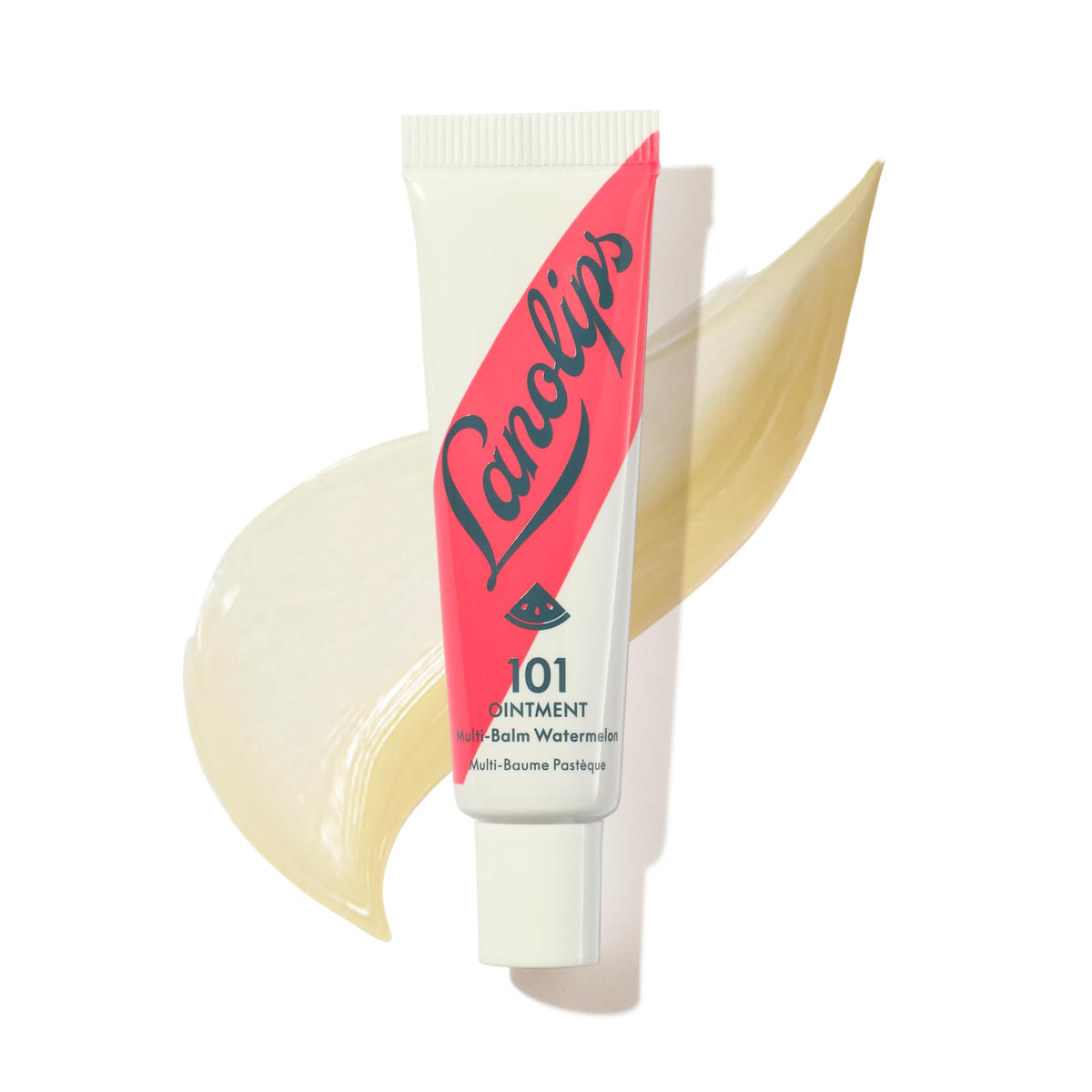 Lanolips watermelon tin front view showing compact moisturizing balm