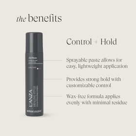 L’ANZA spray pattern on hair demonstrating lightweight distribution and texture
