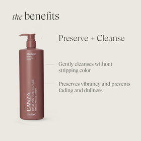 L’ANZA creamy lather on hand showing gentle moisturizing cleanse