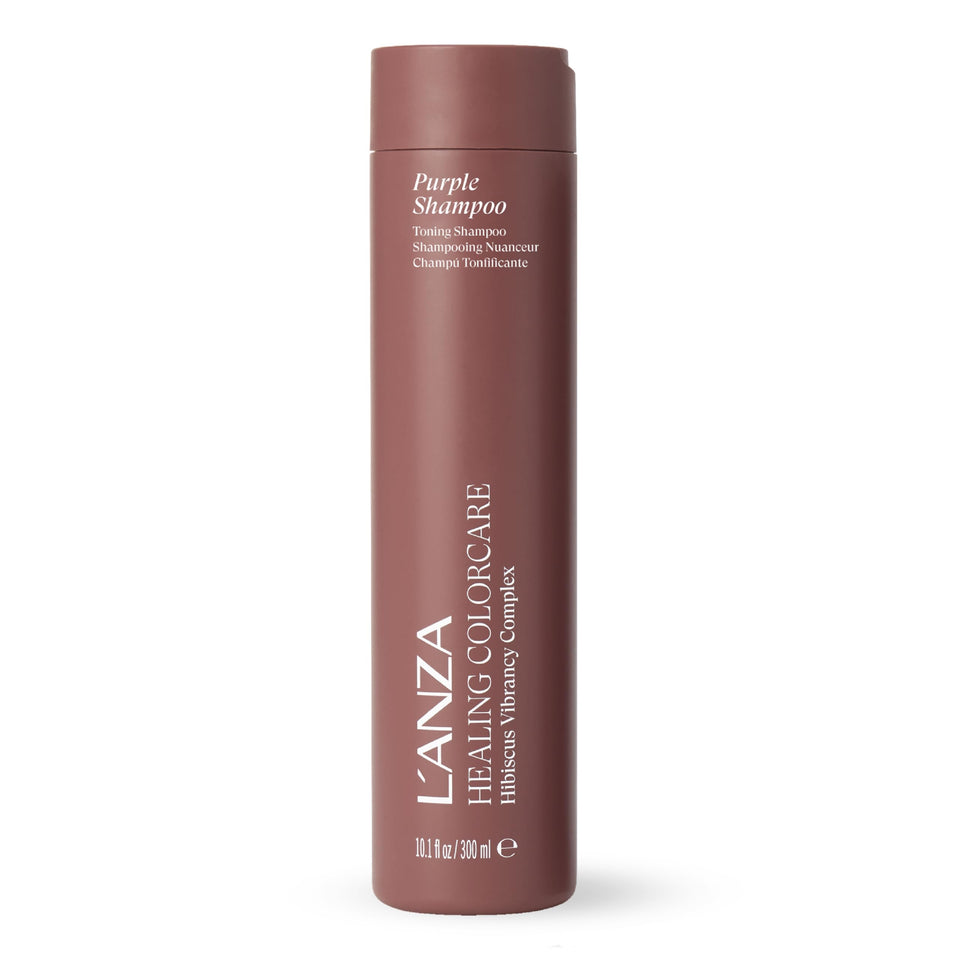 L’ANZA front packaging showing silver brightening shampoo for tone correction and shine