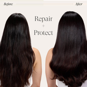 L’ANZA before-and-after hair split view showing smoother shine