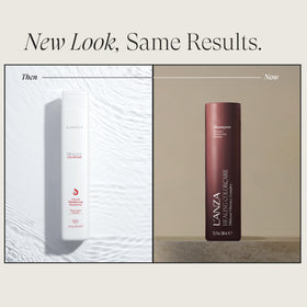 L’ANZA close-up label and pump highlighting key benefits and directions