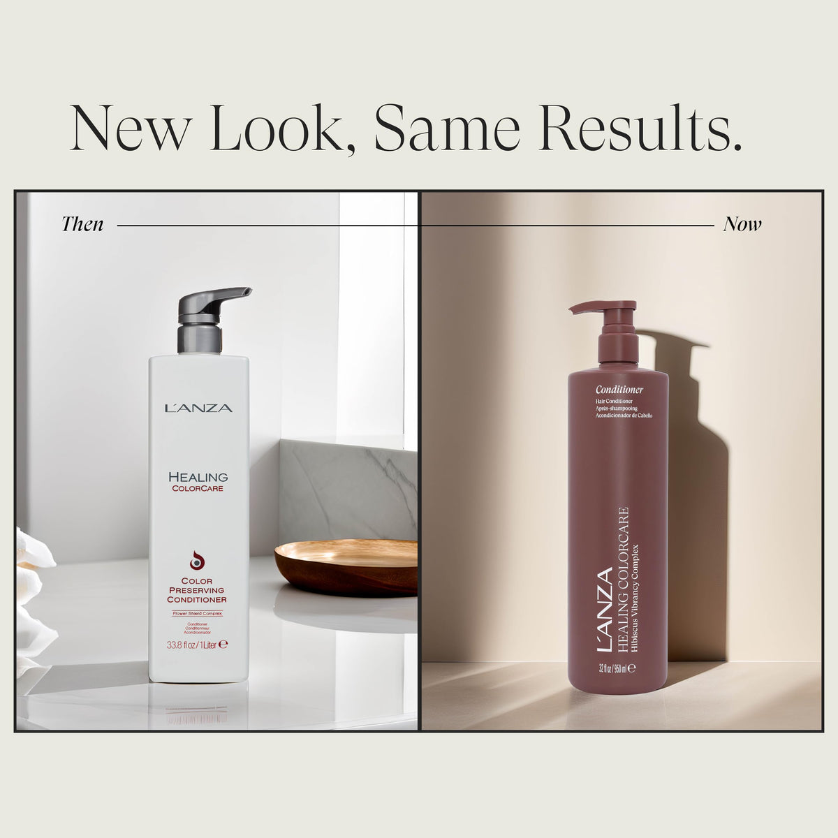 L’ANZA conditioner pump and label clear details for easy dispensing