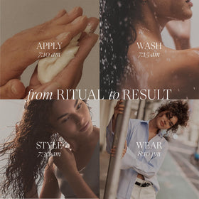 L’ANZA bottle in hand demonstrating 8.5 fl oz scale and portability