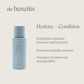 L’ANZA conditioner dispensed from bottle showing smooth conditioning benefits