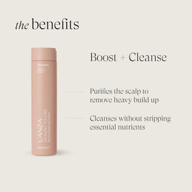 L’ANZA label close-up highlighting bamboo and keratin ingredients