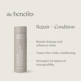 L’ANZA creamy conditioner texture close-up illustrating lightweight hydration