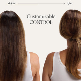 Stylist applying L’ANZA mousse to wavy hair for enhanced curl definition and frizz reduction