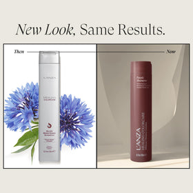L’ANZA creamy violet lather poured to show texture for gentle toning and hydration